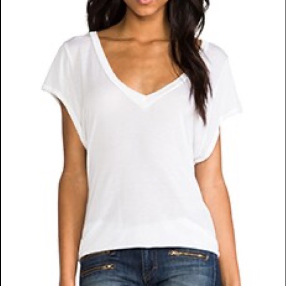 Classic Cap Sleeve Deep V in White